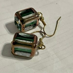 Glass cube earrings